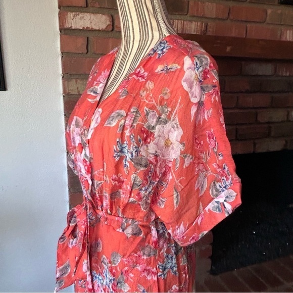 NWT Lula Soul Splender Midi Dress in Flame Orange Floral Sz XS - Picture 5 of 8